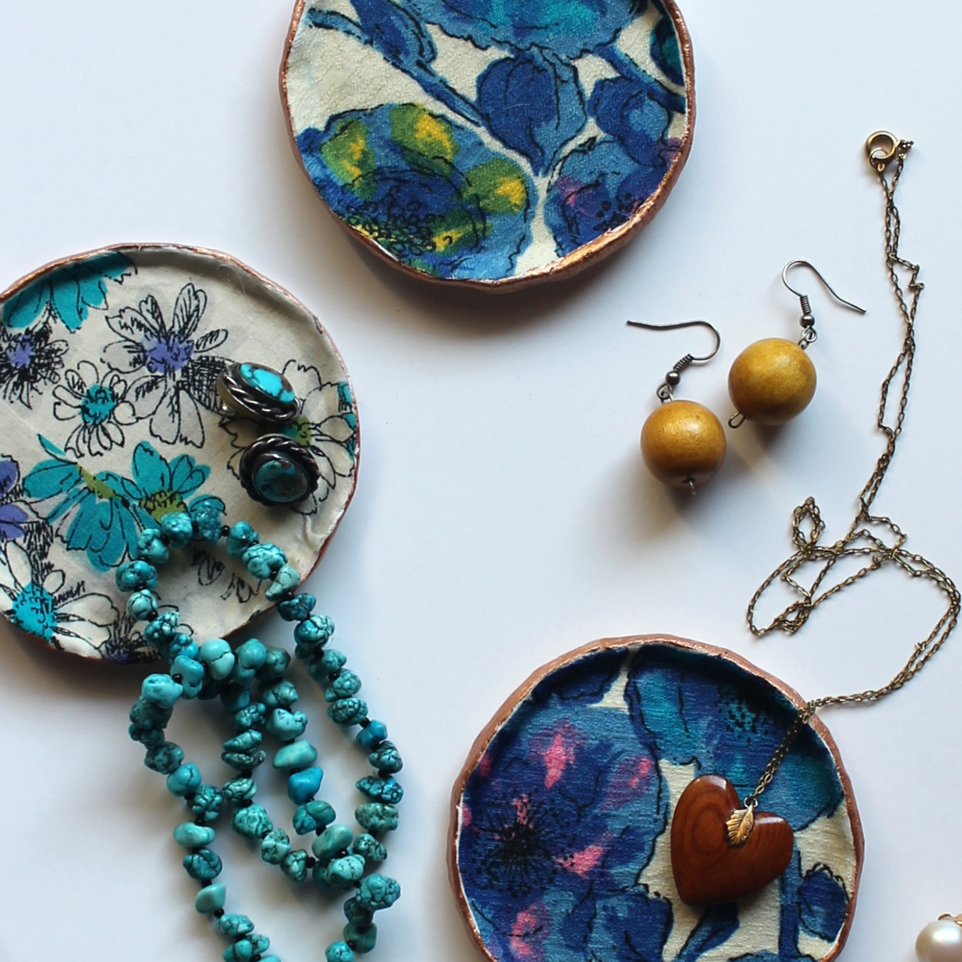 Fabric Decoupage Jewelry Dishes