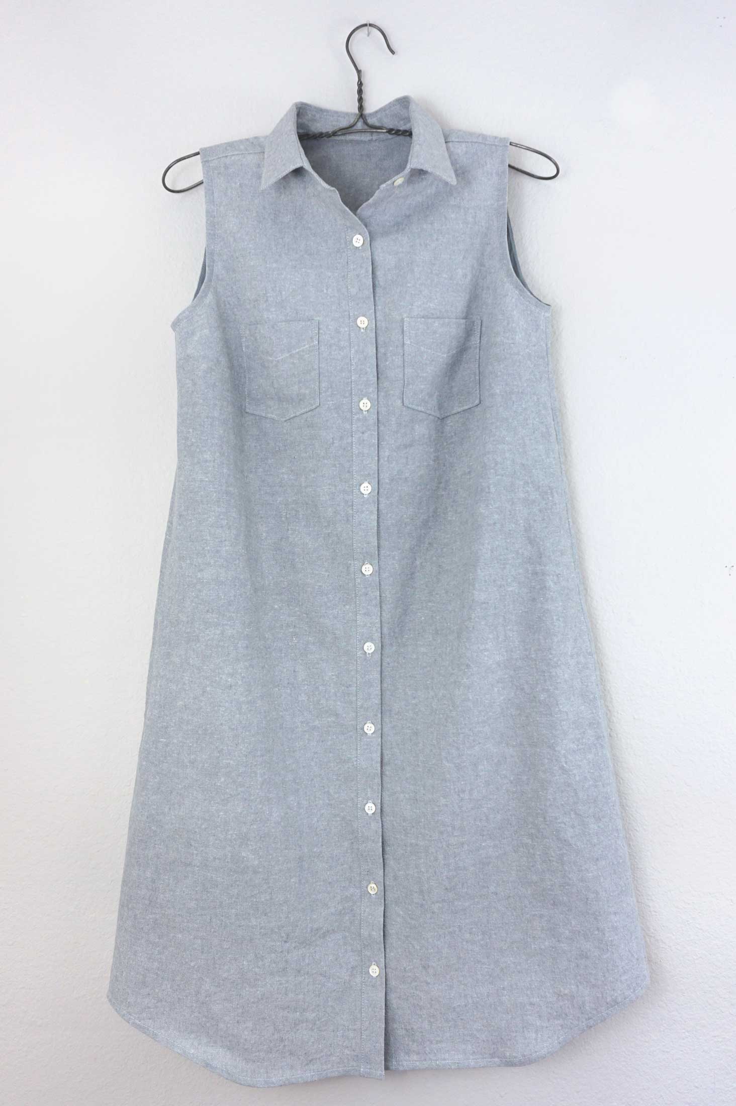 sleeveless linen shirt dress