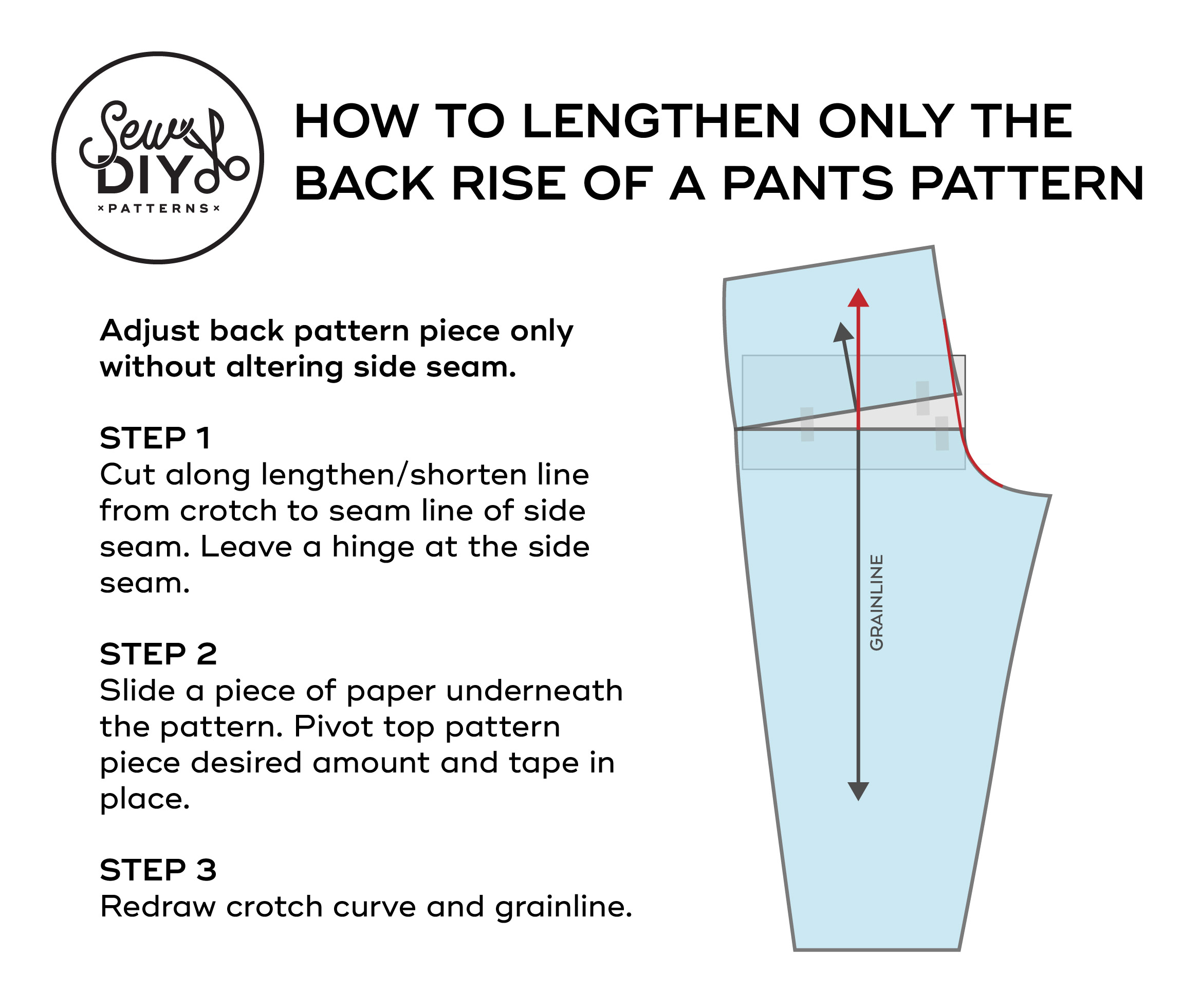 How to lengthen or shorten the rise of a pants pattern — Sew DIY