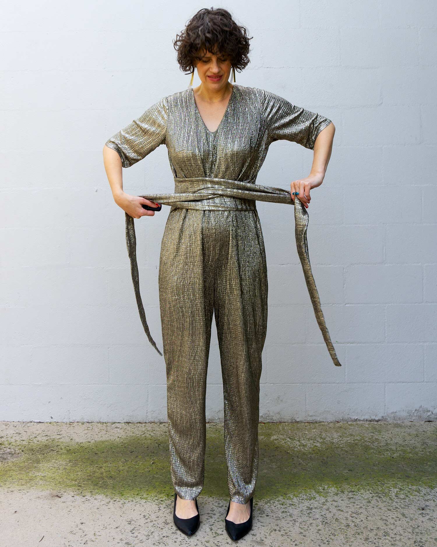 DIY Holiday Party Dana Jumpsuit with wrap around ties by Sew DIY