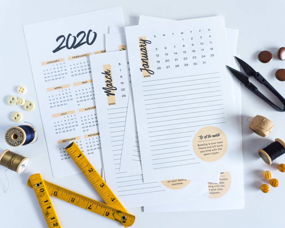 2020 Free Printable Calendar from Sew DIY