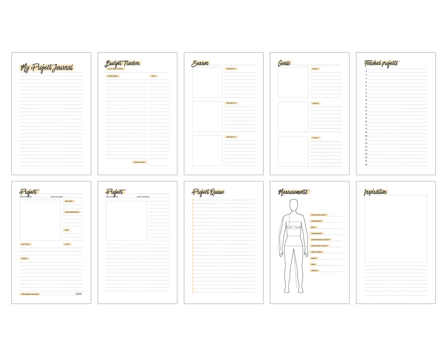 Printable Sewing Planner PDF Download Design 002 — Sew DIY