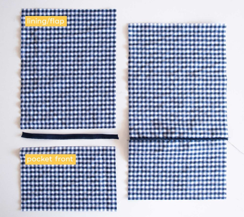 How to sew a self-lined pocket with piping tutorial by Sew DIY
