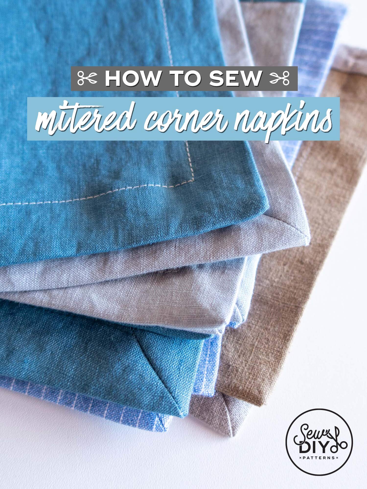 sew mitered corner napkins Video tutorial Sew DIY
