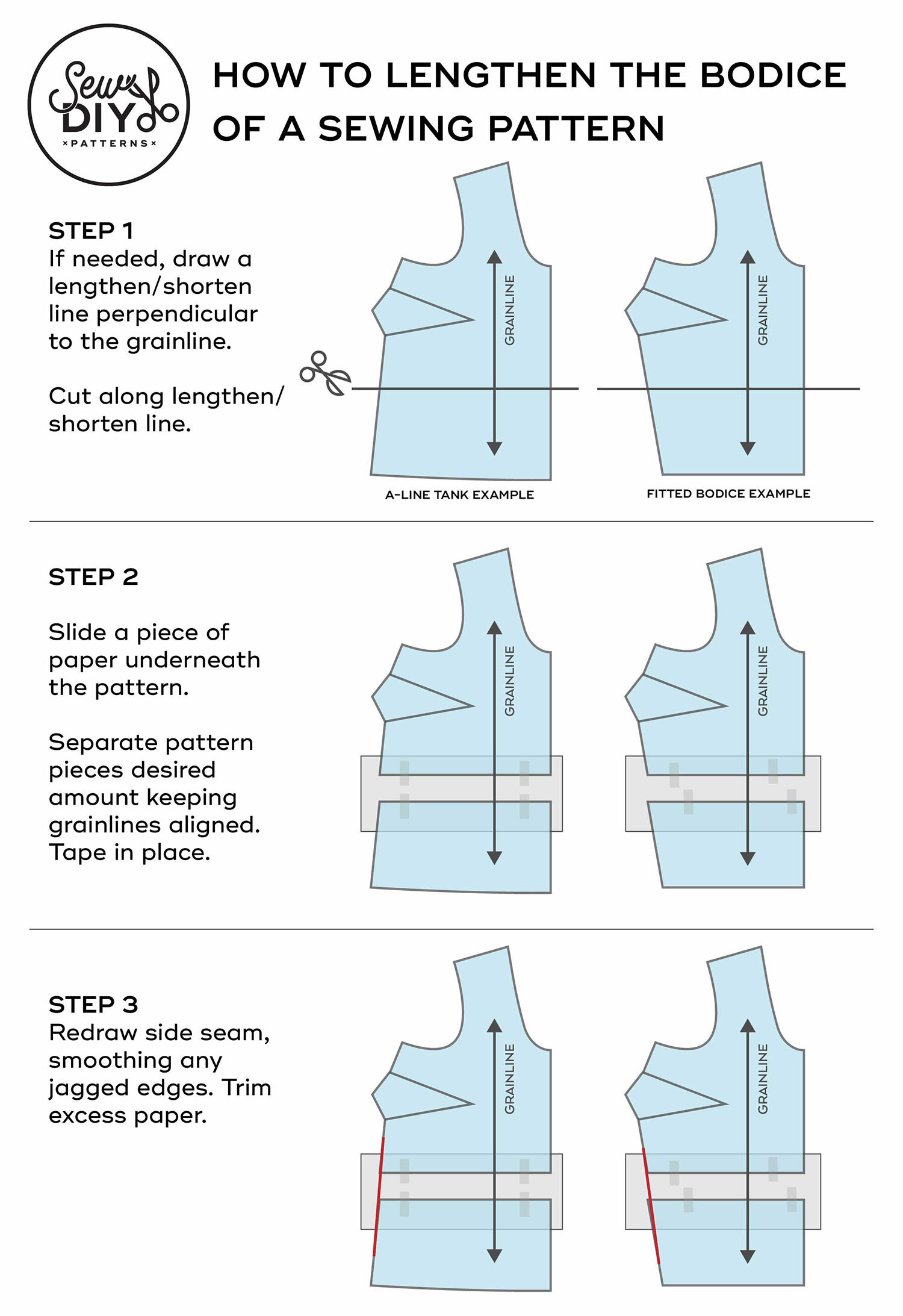 How to shorten or lengthen the bodice of a sewing pattern - Video ...