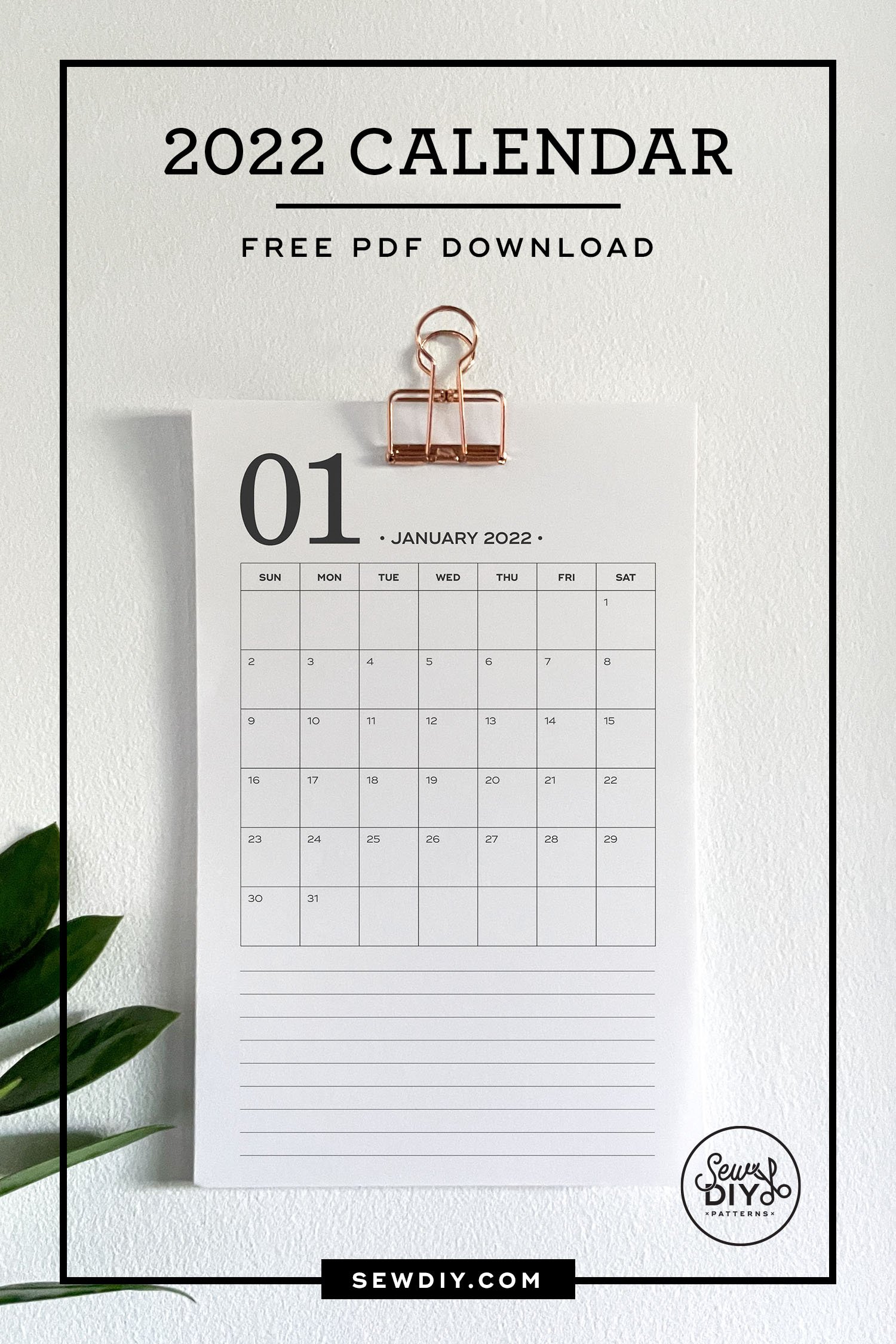 Free Calendar Mailed To You 2022 Free Printable 2022 Monthly Calendar — Sew Diy