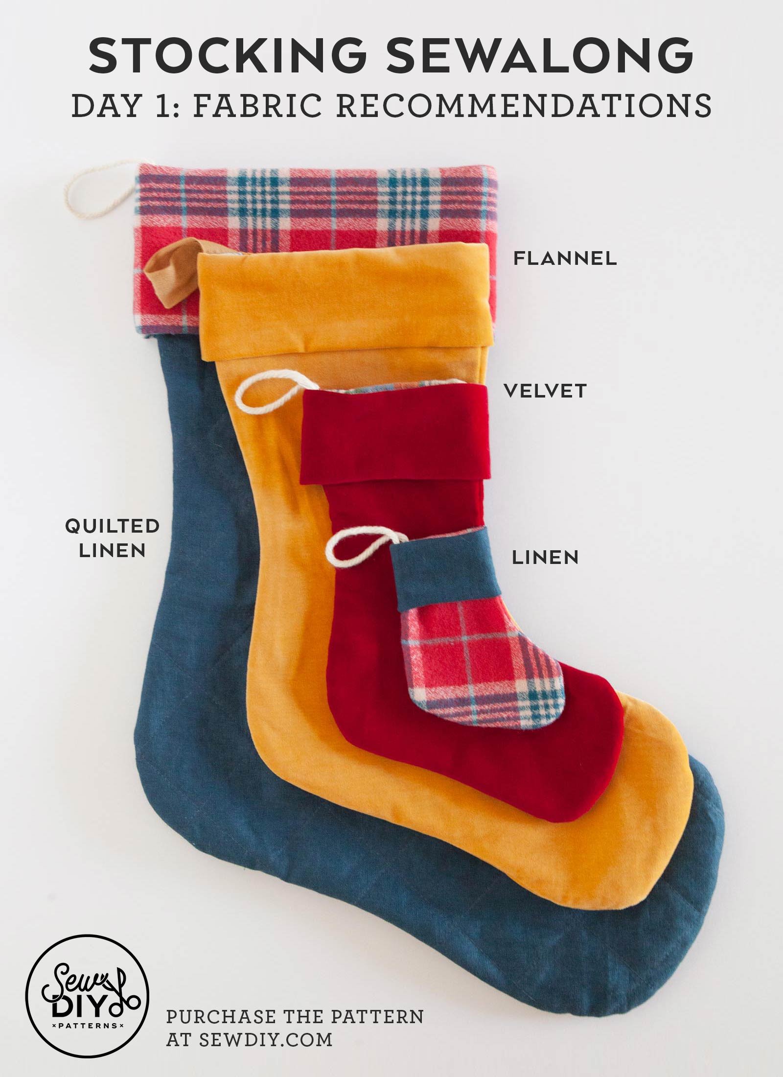 Fabric and supplies for the Sew DIY Stocking Pattern — Sew DIY