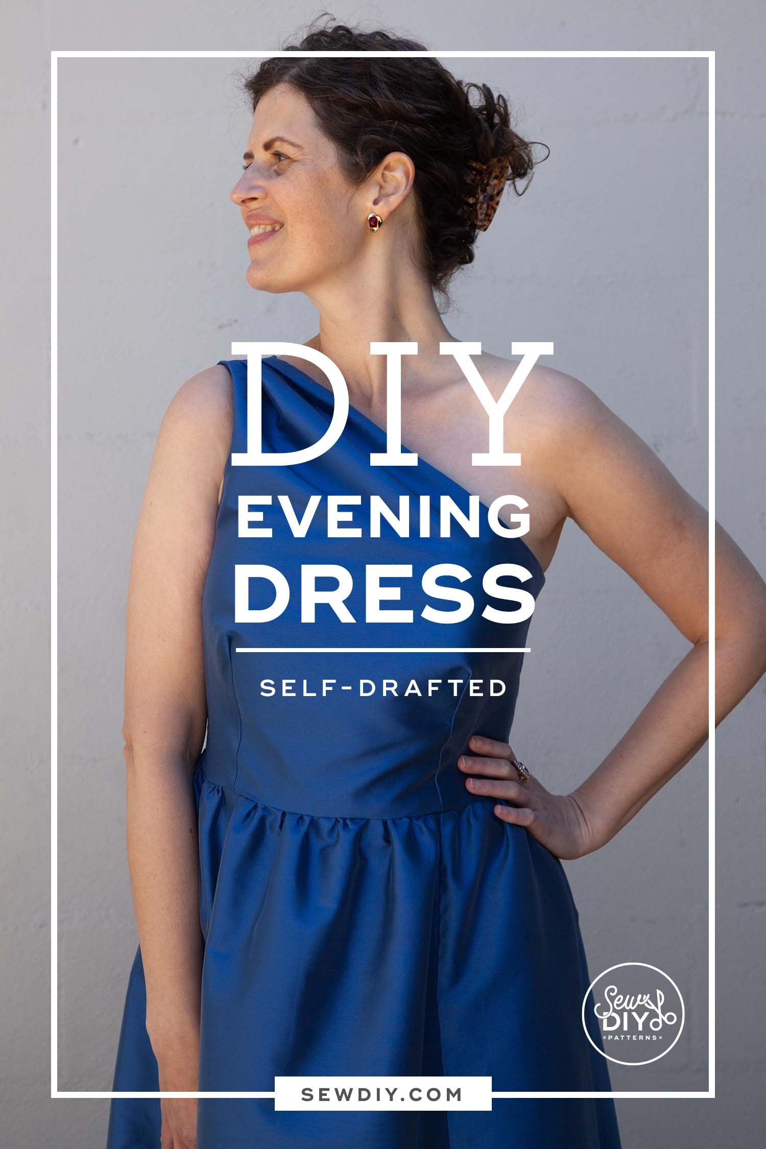 DIY One-Shoulder Evening Gown–Self-drafted