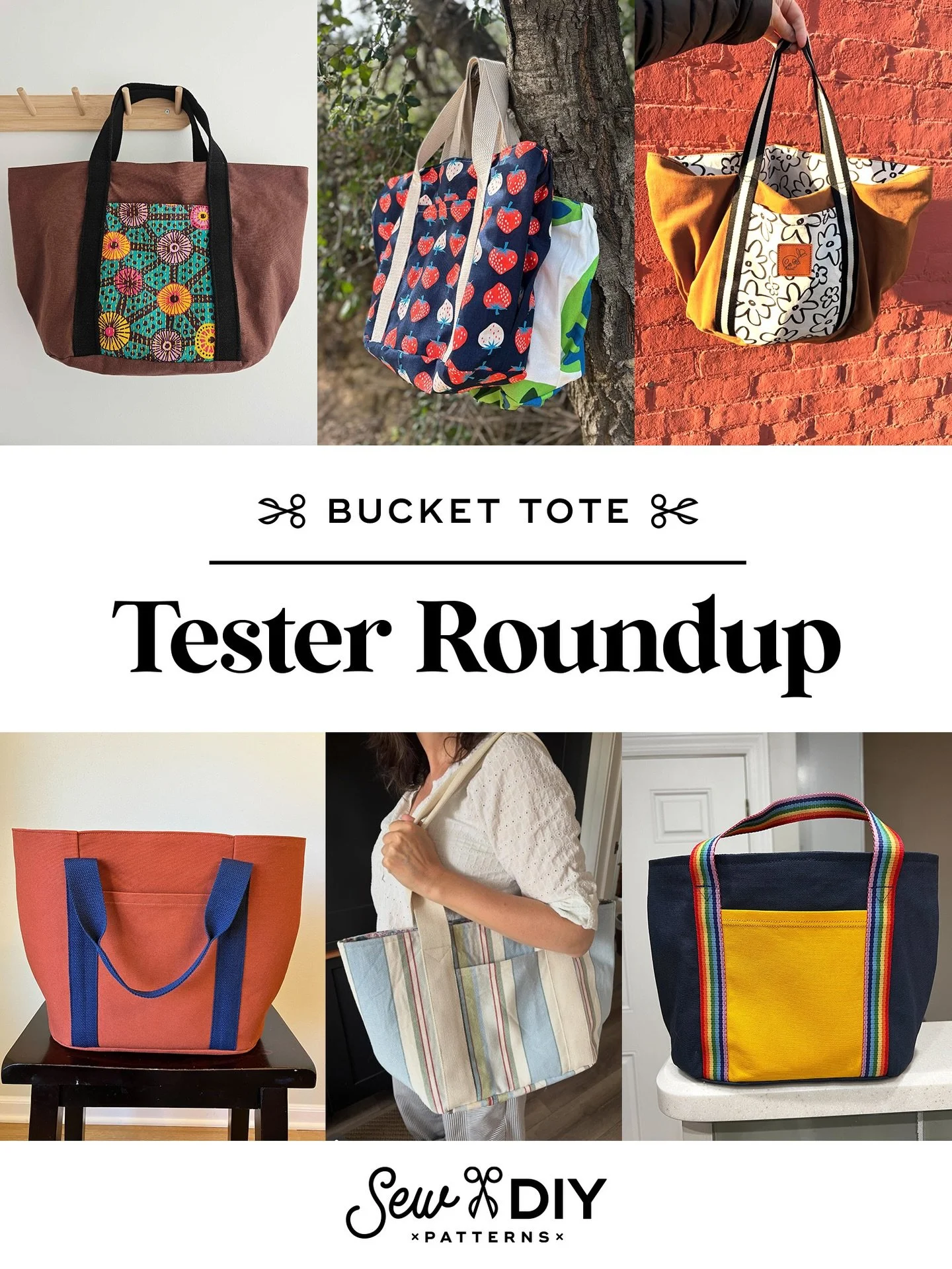 Are you wondering what the Bucket Tote looks like in different fabrics? 🤩 I have a tester roundup on the blog with lots of photos, details on fabric and interfacing as well as a few testimonials. 

Thank you so much to this amazing group of testers 
