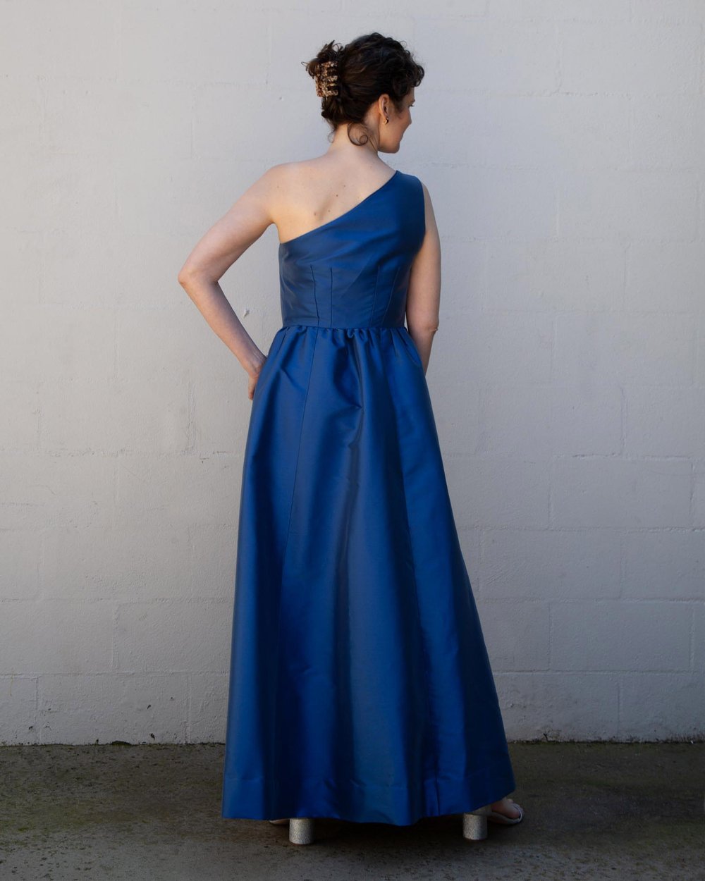 DIY One-Shoulder Evening Gown–Self-drafted by Sew DIY Patterns