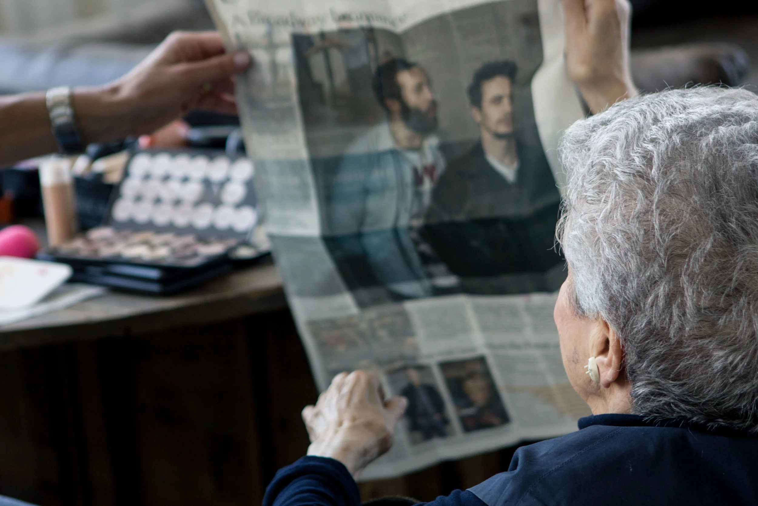 Mitze Verne showing off her grandson, James Franco, in a newspaper article.