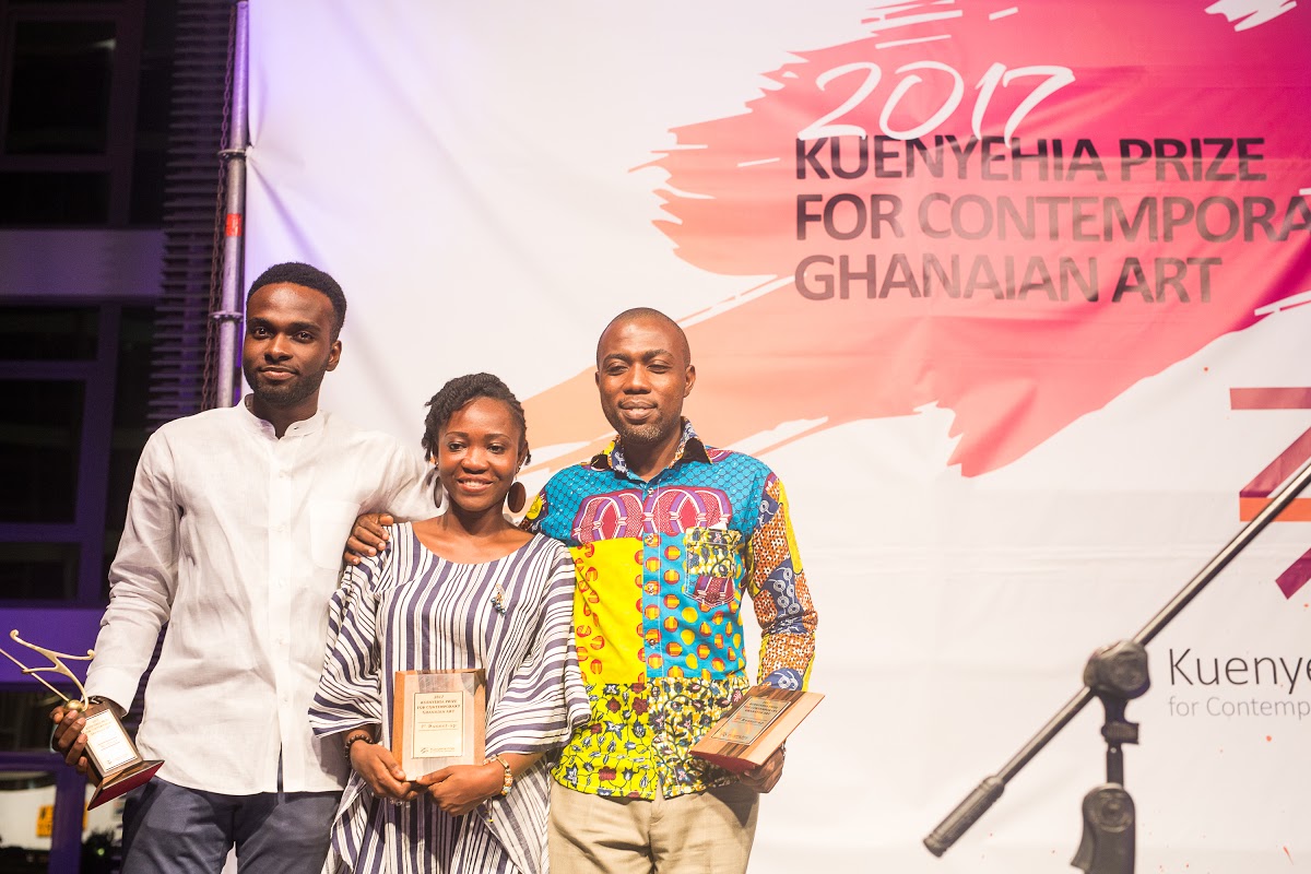 L-R Isaac Opoku (winner), Theresa Ankomah (1st runner up) and Andrews To....jpg