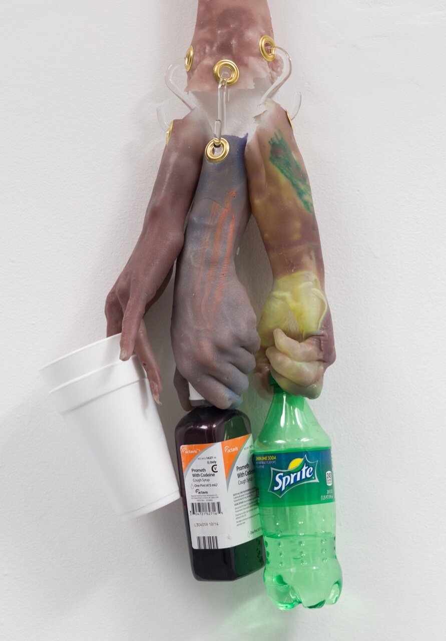    that Actavis pull ,   2019   silicone, glass, fabric, Actavis, Sprite, styrofoam 