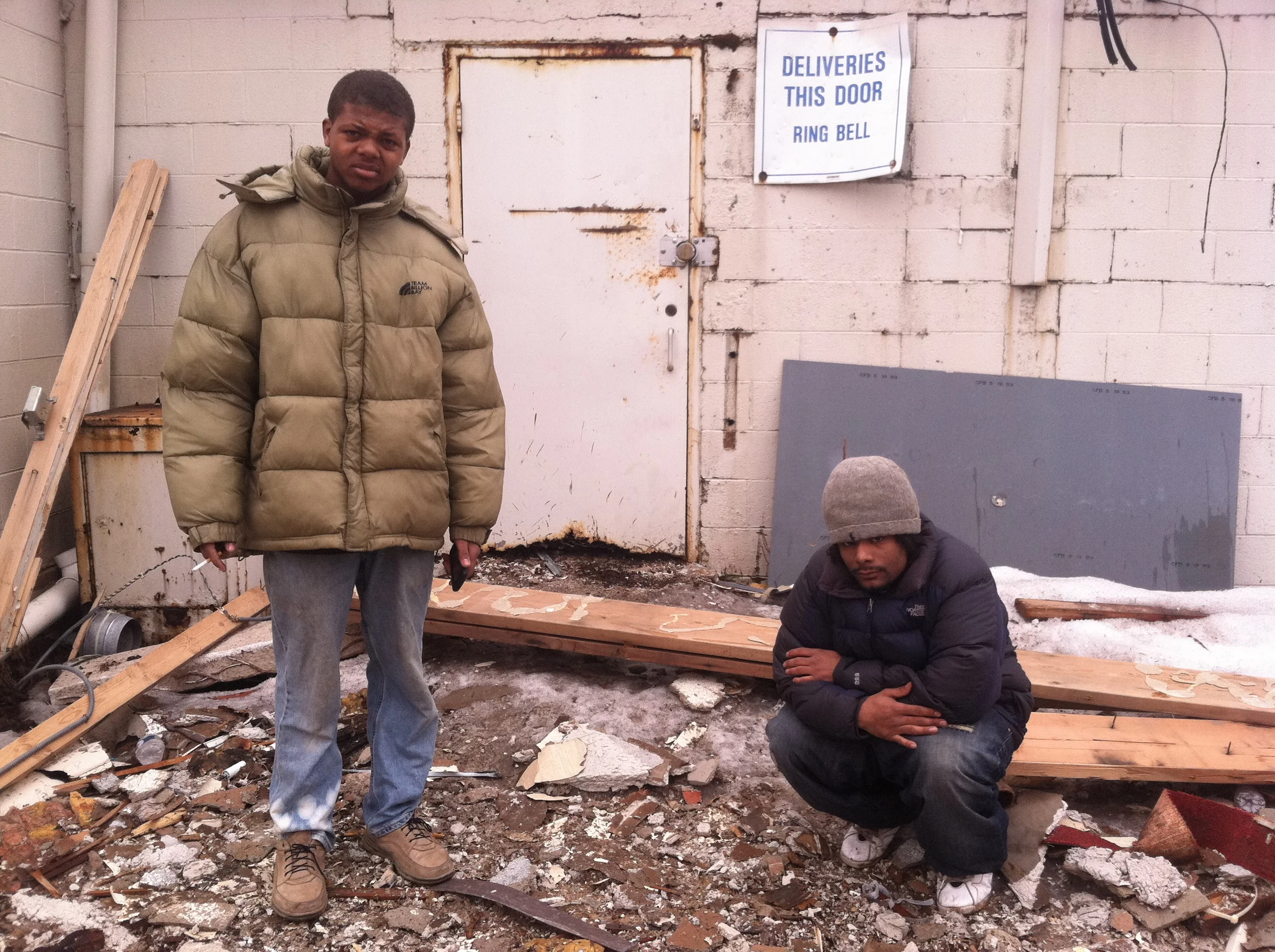 Darren and Marco on the corner of East Jefferson and McClellan St., opposite Colony Arms.