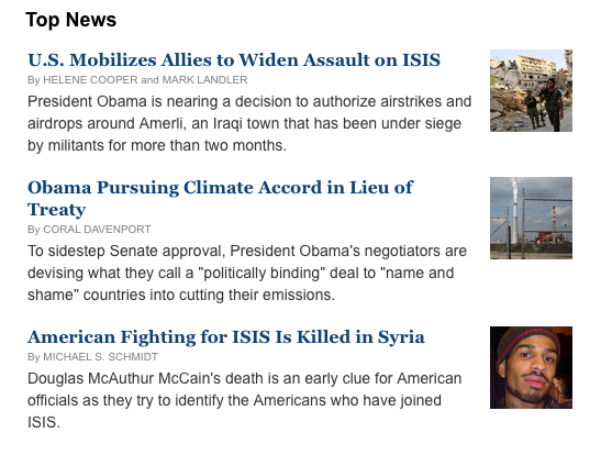  The New York Times Top Headlines from August 27, 2014
