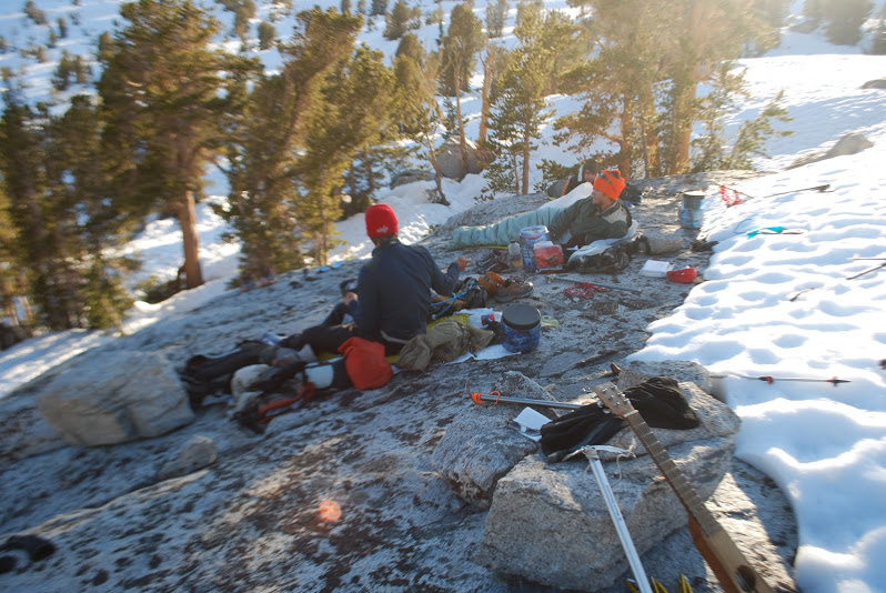 The grade is not the most comfortable and temperatures dipped below 20. With no ground to stake our tents into we sleep completely open to the elements.
