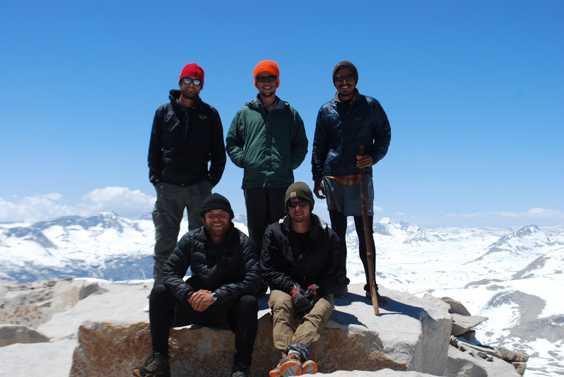 Clockwise from top left: Slapshot, Sam, Josh, Ben, and Picker on the summit of Mt. Whitney.