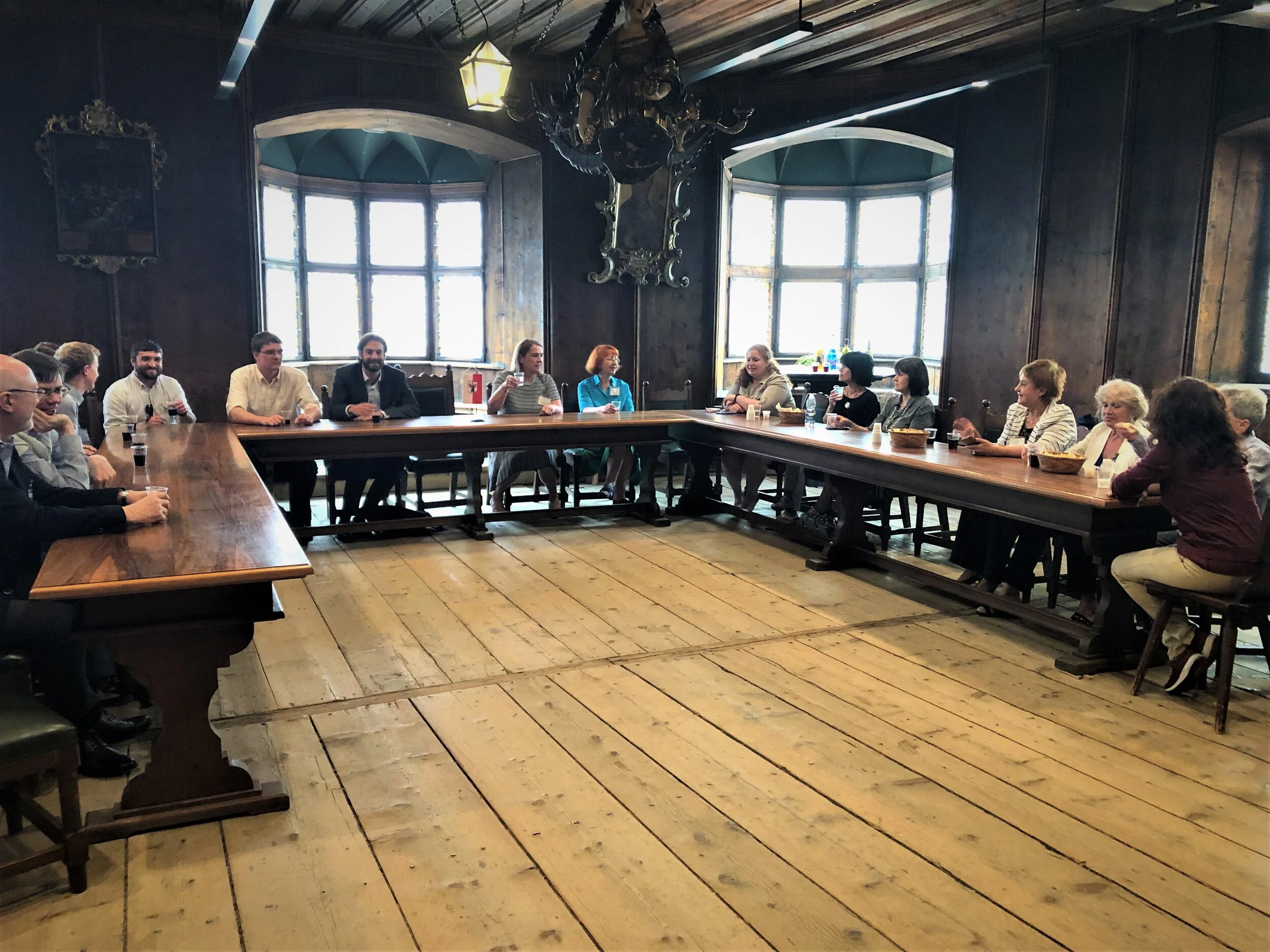 Round table in the Stadtgemeinde Historic Room, Vipiteno, Italy.