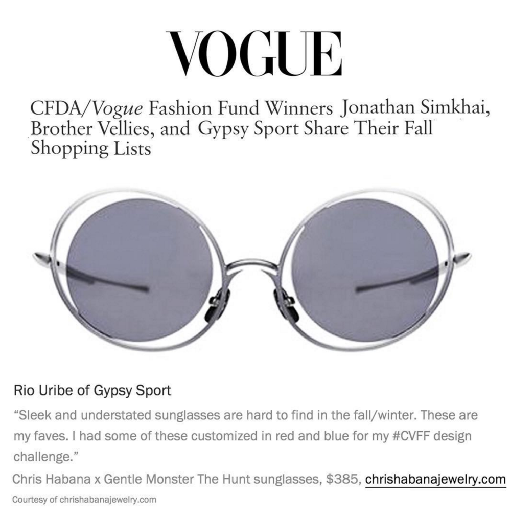  VOGUE.COM  RIO URIBE OF GYPSY SPORT AND HIS FALL MUST-HAVES  HUNT SUNGLASSES FEATURE  NOVEMBER 2015 