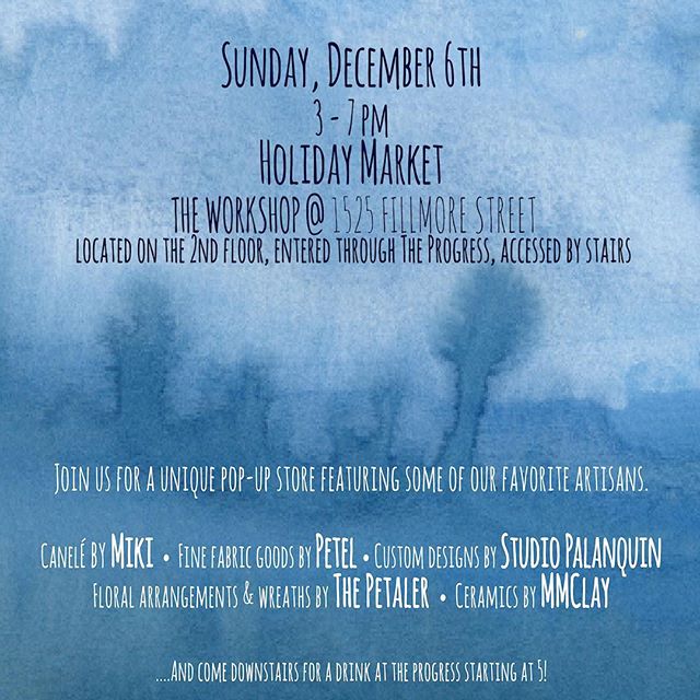 PALANQUIN will be at the Holiday Market at #theprogresssf tomorrow from 3 to 7pm. We'll have new gift ideas like #compositionkit and Marble Coaster sets. Also featured will be #suminagashi #monoprints and #greetingcards by our very own Ruth Bosco. Come by, grab a drink at the bar, and check out the custom lighting we created for the restaurant!