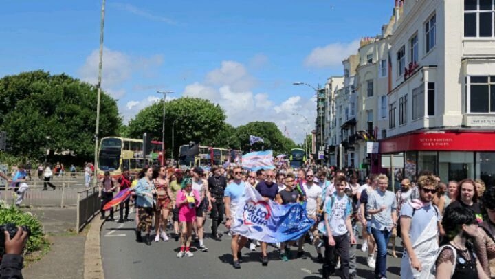 Demonstrating our support for Trans and our Trans members.  25 members marched in the  Brighton Trans Pride 2023 March @transpridebrighton 2023 march #TransPrideBrighton Out To Swim Brighton &amp; Hove Trans Pride 2023 https://youtu.be/OifI2pczxZE 


