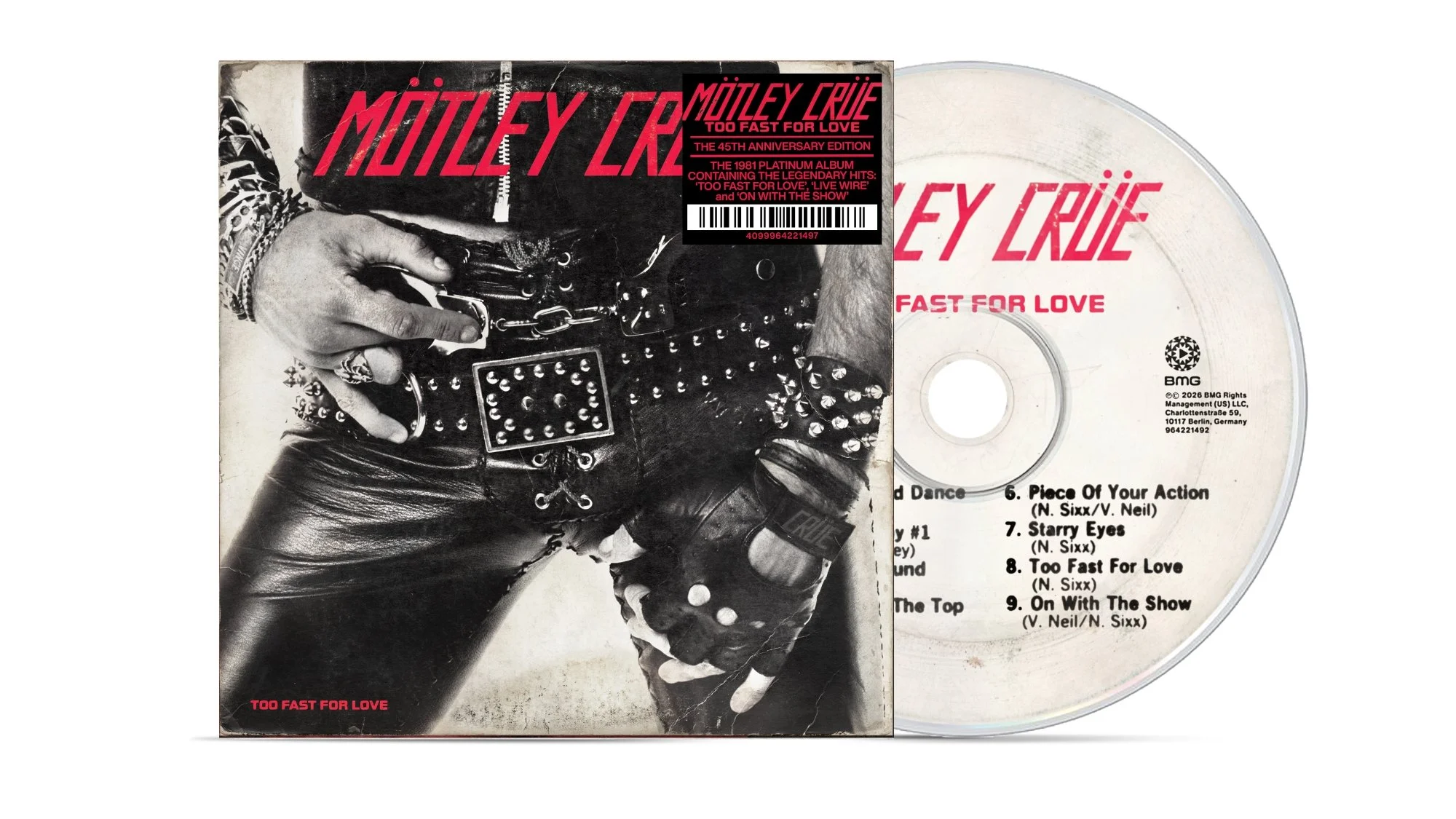 Mötley Crüe -  Too Fast For Love (45th Anniversary Collection) (2026 Remaster) - Limited Red/Black Colour Vinyl; Black Vinyl, CD and Deluxe Vinyl Box Set. Due 30th October.