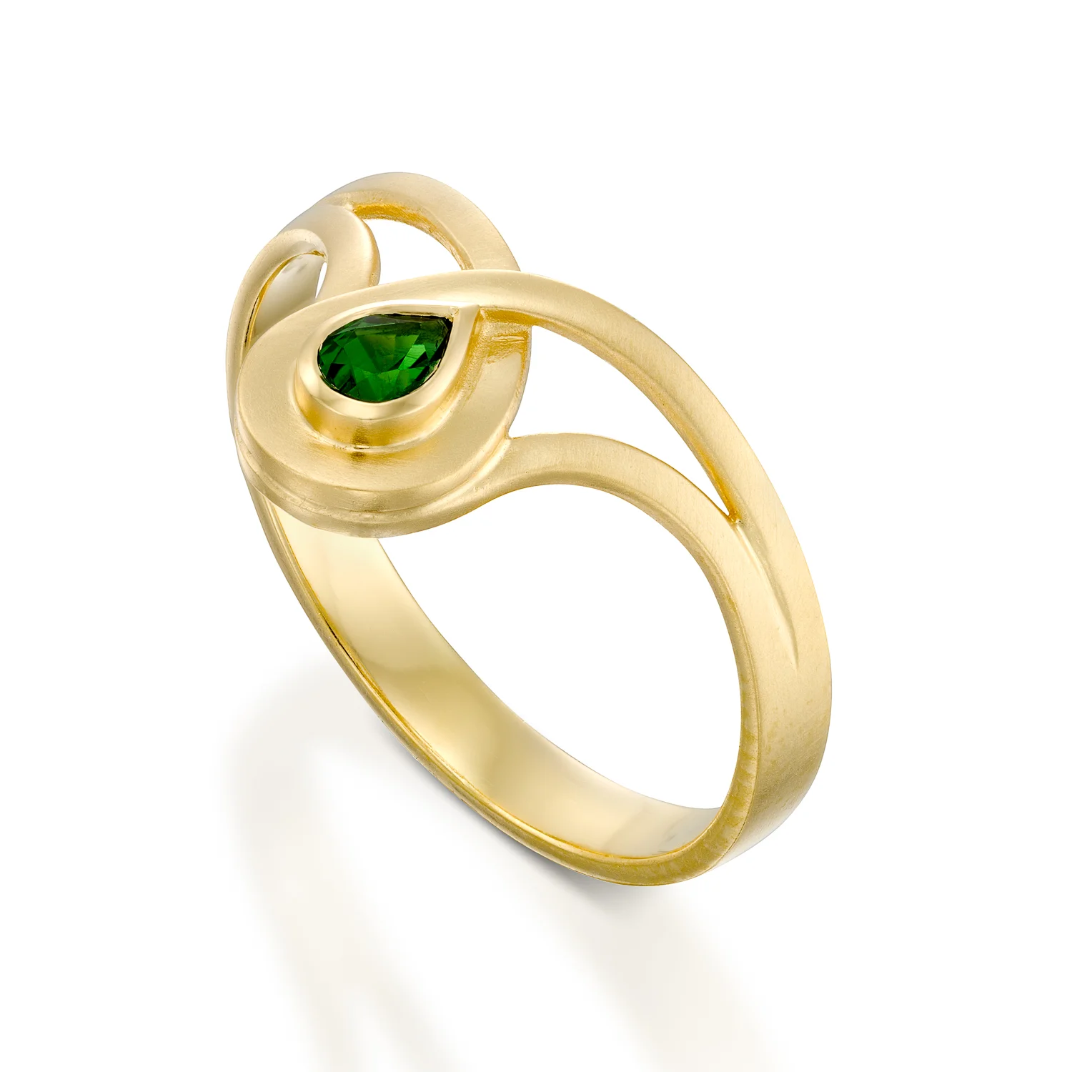 One Drop Ring 18k Gold with Chrome tourmaline