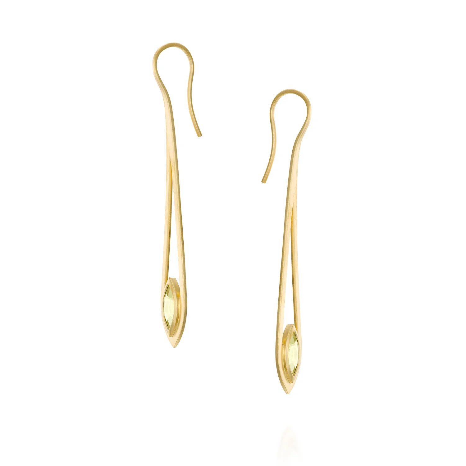 Shooting Star Earrings with Marquise Peridot in 18k Yellow Gold2
