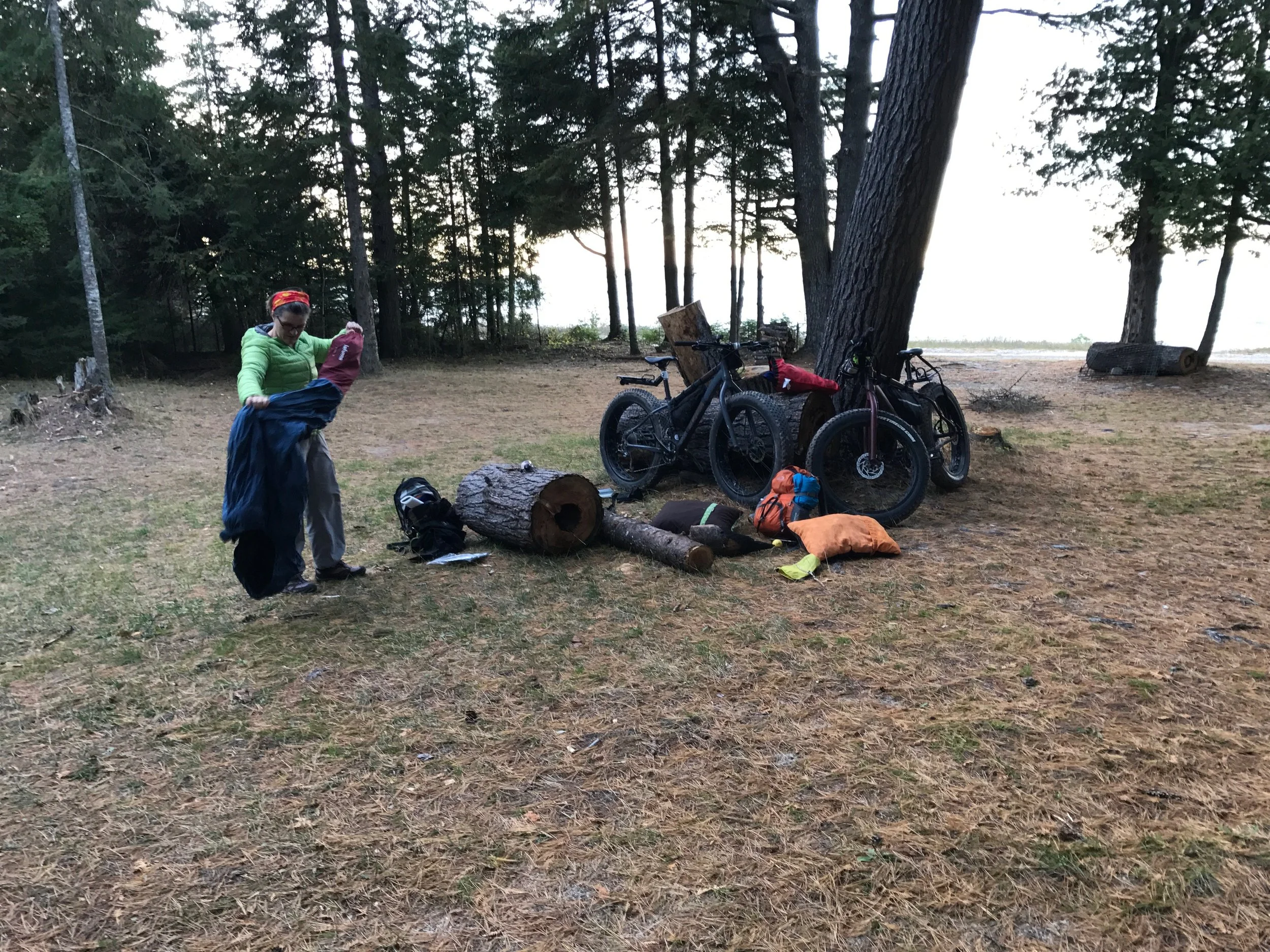 Setting up camp.