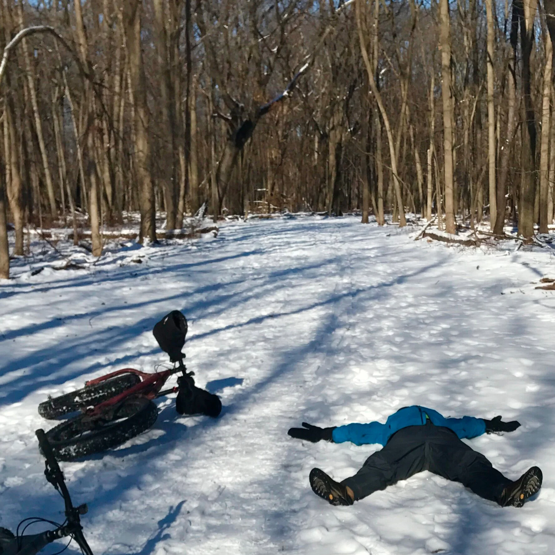 Snow angel at -4°F. Don’t try this without good base layers!