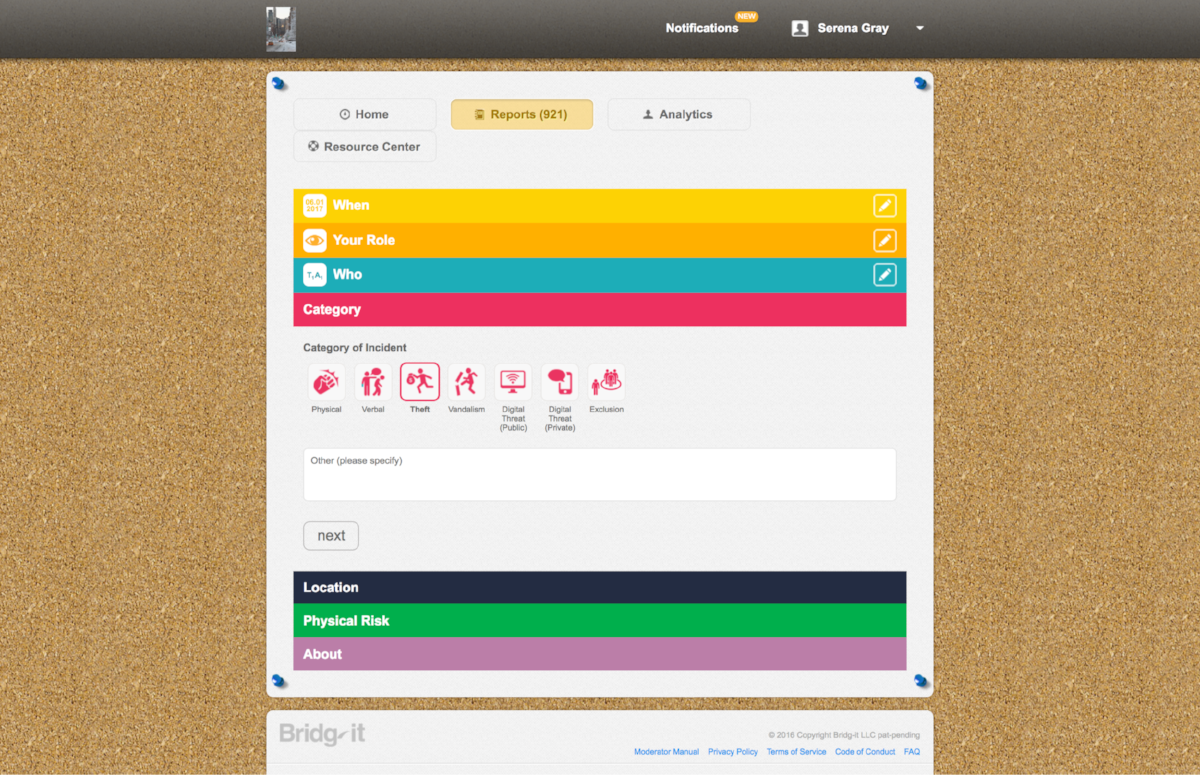 Original desktop reporting interface (2014)