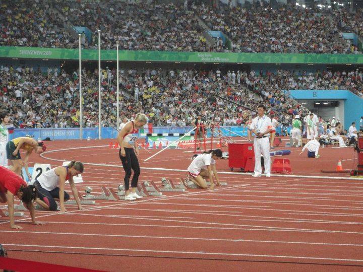 Christie preparing for her race at the World University Games