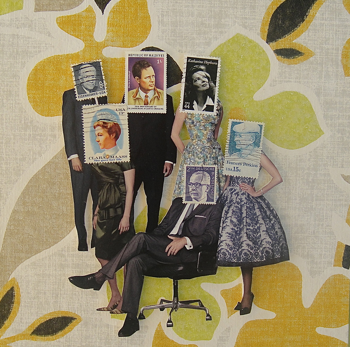 Collage Made From Vintage Wallpaper, Magazine Clippings and Postage Stamps Sian Robertson Corporate Image