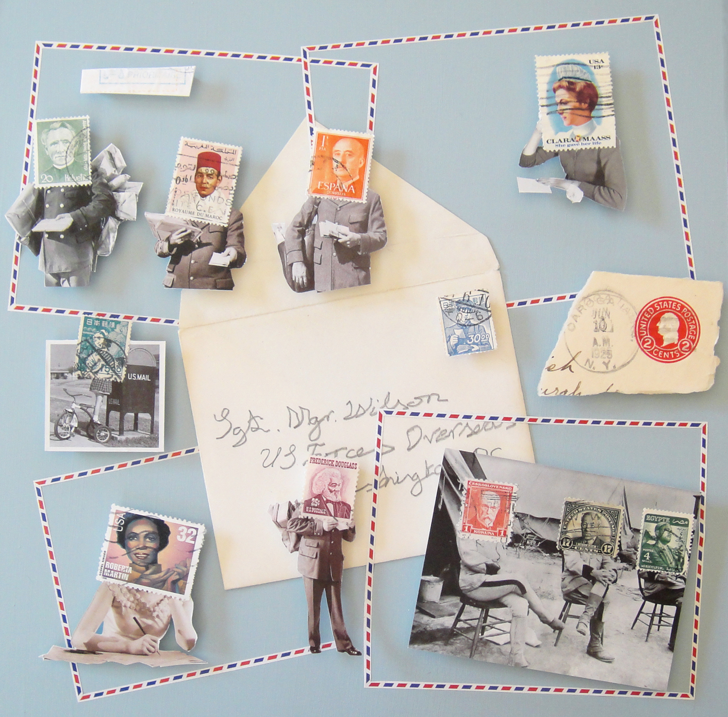 Collage Made From Magazine Clippings and Postage Stamps Sian Robertson Prioritaire