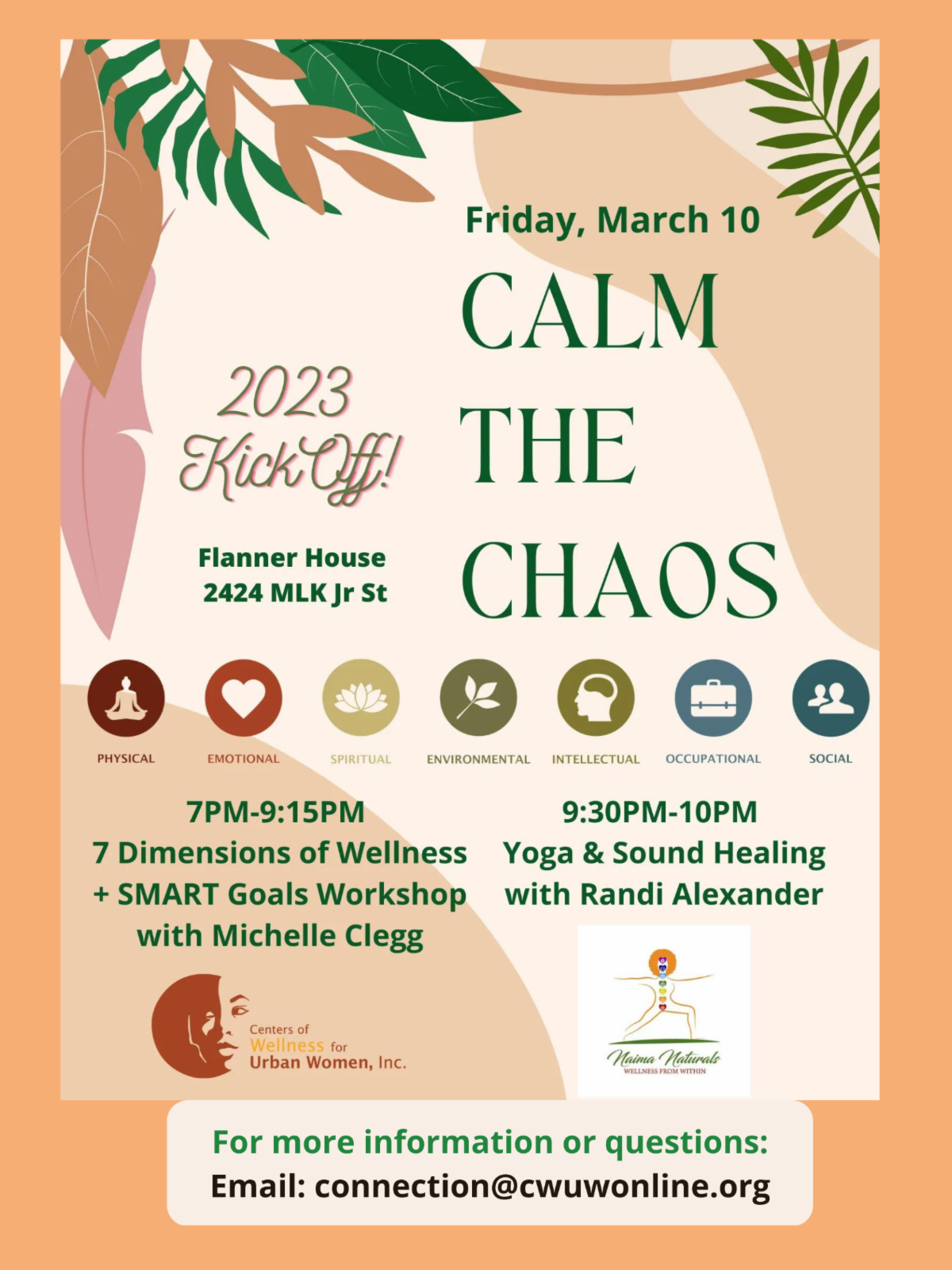 Calm the Chaos: The 7 Dimensions of Wellness &amp; Creating SMART Goals + Yoga &amp; Sound Healing