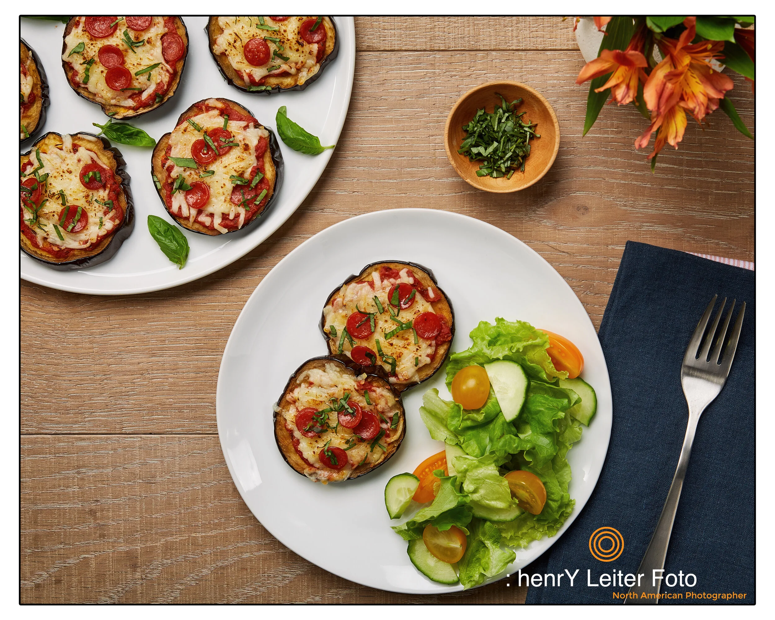 Eggplant Mini Pizzas by Ohio food photographer henrY Leiter