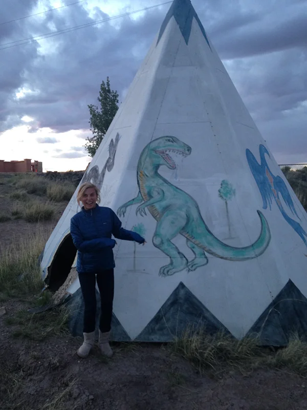 Camping off forest service roads and on BLM land has served us well, but when we really struck gold was outside of the Petrified Forest National Park. Not only was the camping FREE, the campground was called the Enchanted Crystal Forest and there were cement teepees everywhere!!!!!