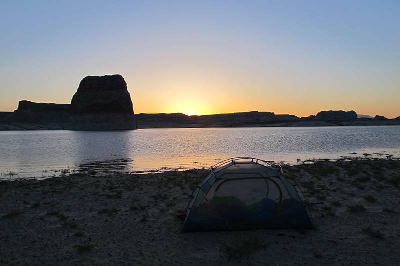 Adam woke up for the sunrise, thankfully, or I wouldn't have known how beautiful it was. I am the blob still snoozing in the tent. 