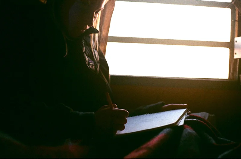 It was such a peaceful place, I will remember this night on the beach forever. Adam sat outside and read while I sketched inside the trailer, completely content with the silence.