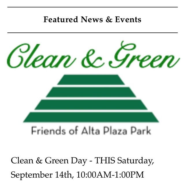 Join us THIS Saturday! More details at altaplazapark.com @friendsofaltaplazapark #altaplazapark