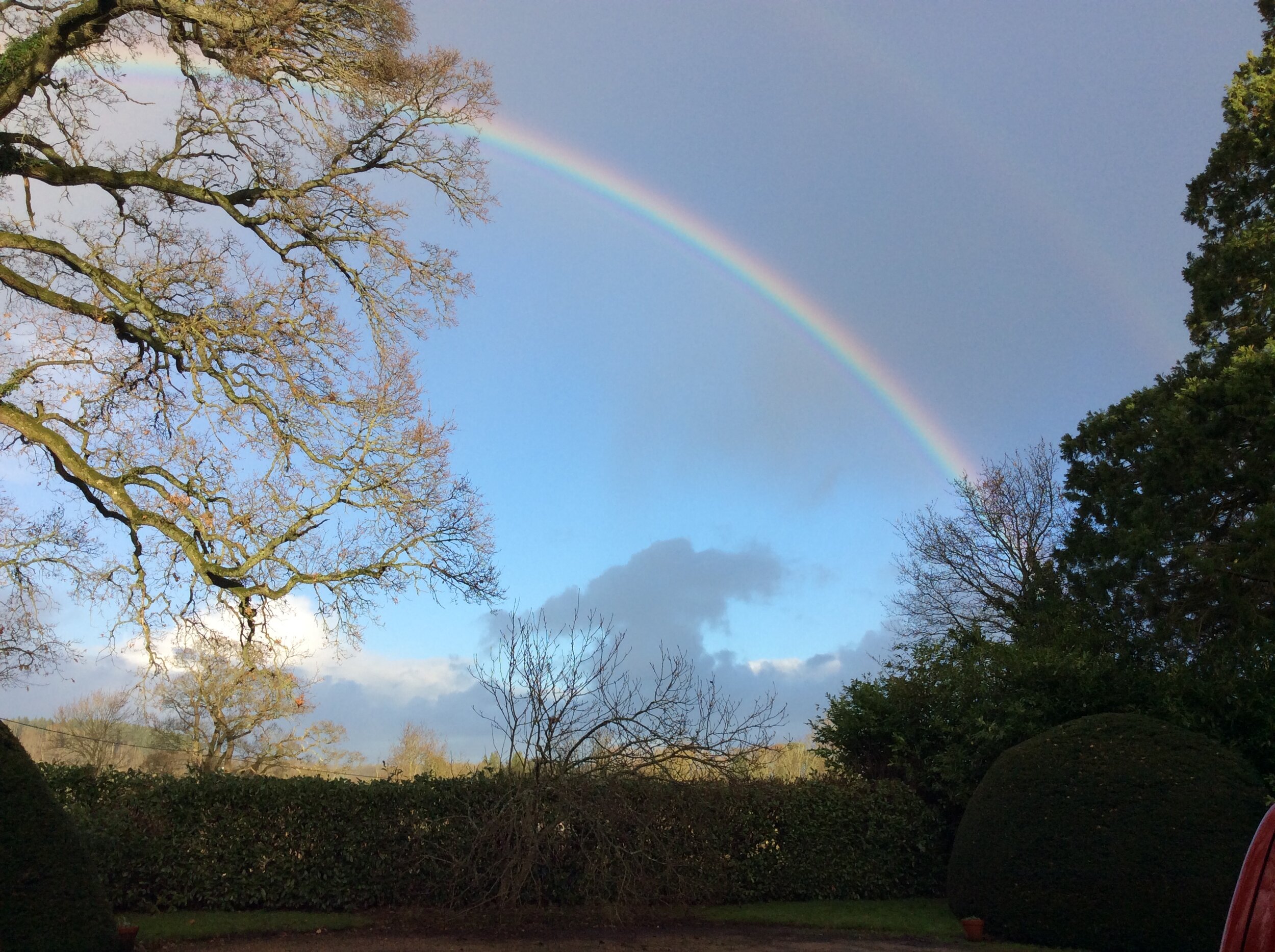 Rainbow over the fields at Shillingstone House