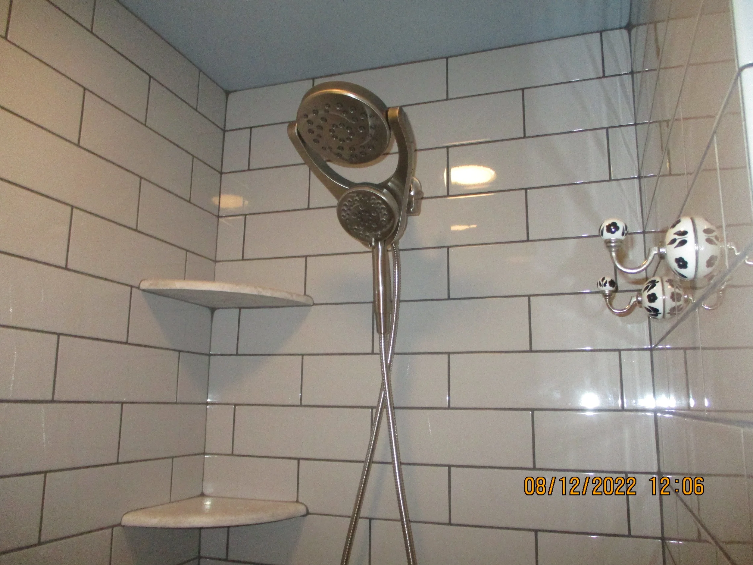 New shower wall tile and delta shower head
