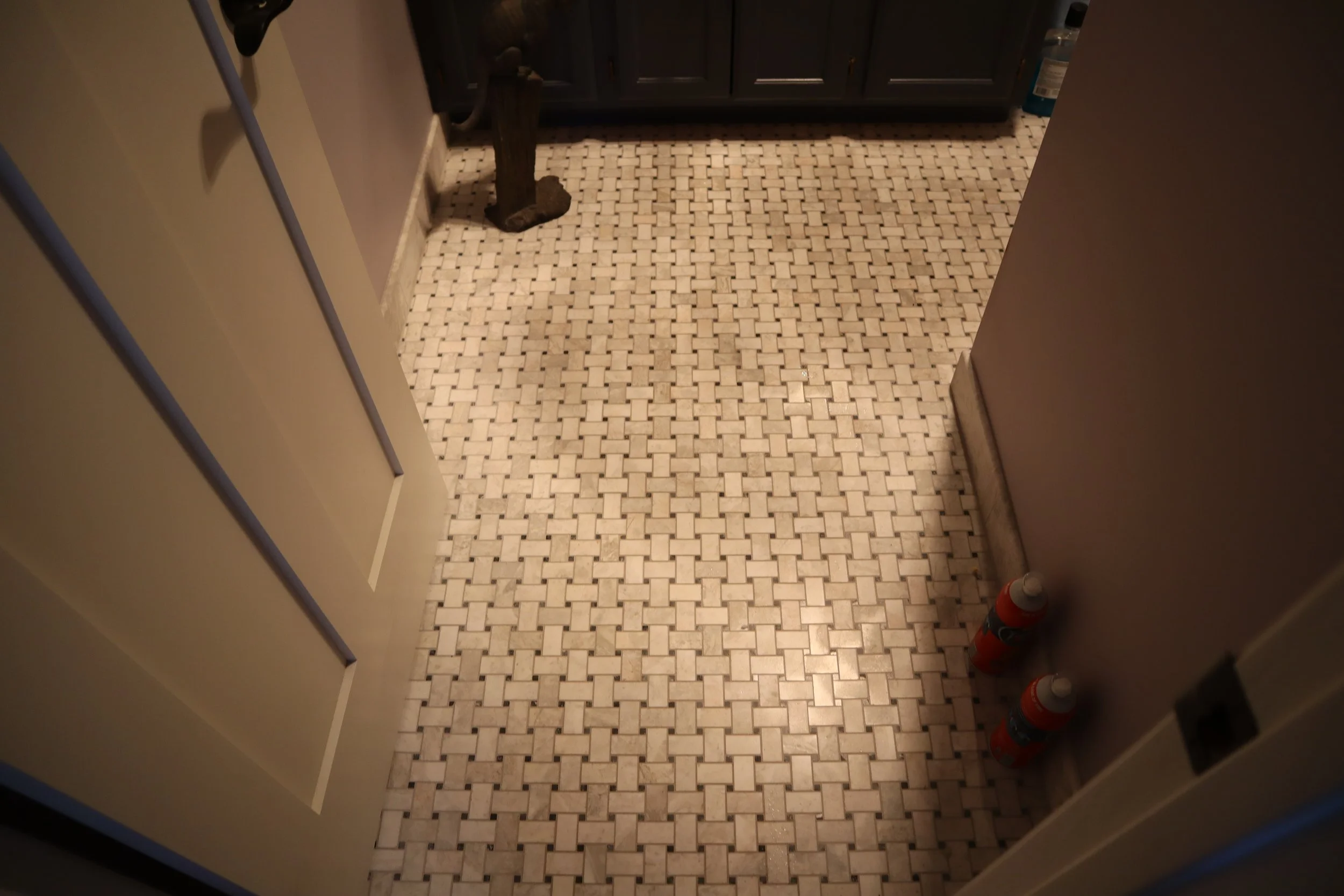 New: Basket weave marble floor tile