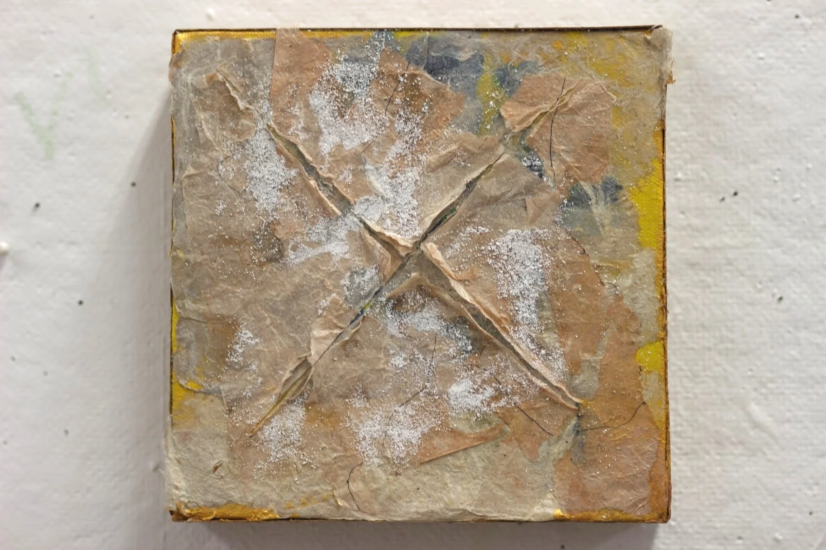 oil paint, hand made paper on canvas. 6"x6", 2013
