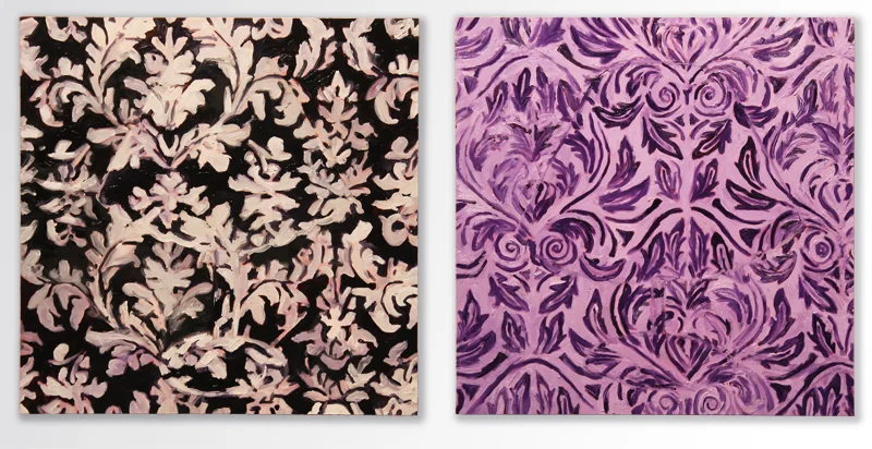 Screen (Lamp) - Floral Diptych , 2013, Oil on panel, 16" x 16" each
