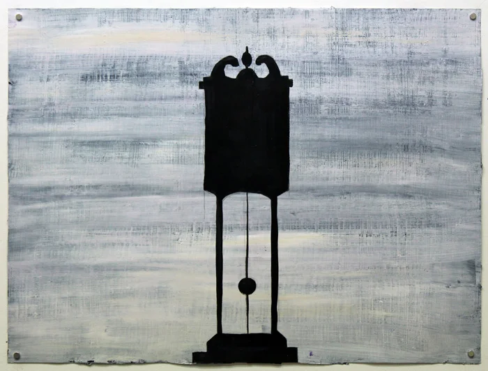 Clock , 2012, Mixed technique on paper, 18" x 24"