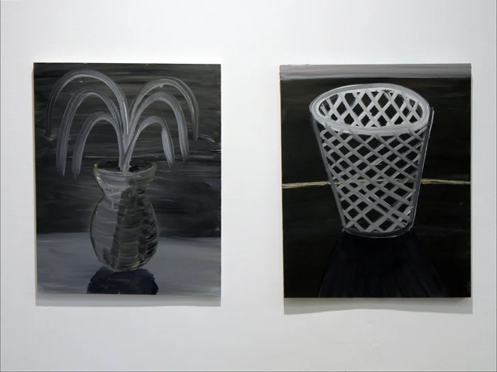 Flower Vase , Trash Can, 2011, Oil on panel, 20" x 16" each