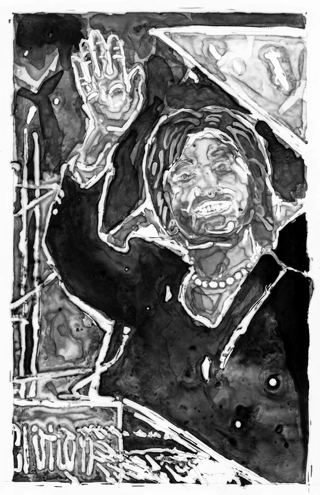 Democracy Soup , 2016, ink on vellum, 9" x 6"