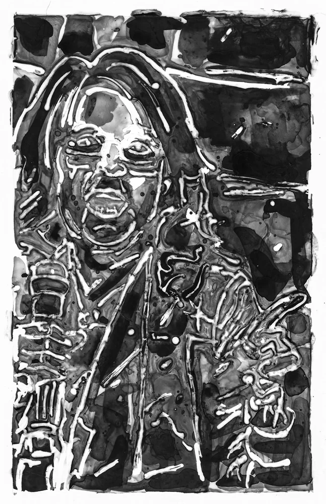 Democracy Soup , 2016, ink on vellum, 9" x 6"