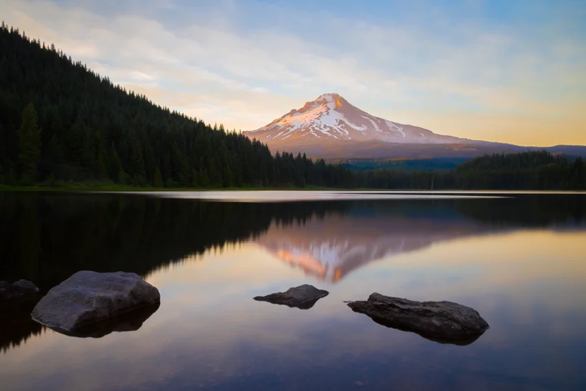 Turbulent Calm MOUNT HOOD 16x24 Satin Metal Print Thou who hast made thy dwelling fair With flowers beneath, above with starry lights, And set thine altars everywhere,— On mountain heights, In woodlands dim with many a dream, In valleys bright with springs, And on the curving capes of every stream - Henry van Dyke, “God of the Open Air”